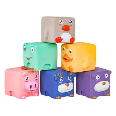 Duże Klocki Sensoryczne Zwierzęta 6 sztuk Miękkie Edukacyjny zestaw klocków dla malucha-1897482