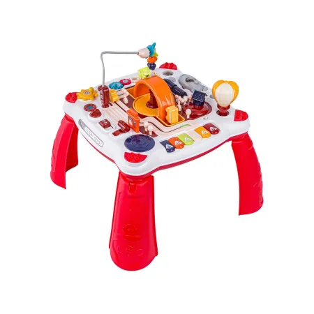 Edukacyjny Interaktywny Stolik Dla Dzieci 2w1 POJAZDY Pianinko Rakieta Akcesoria Czerwony-1897867