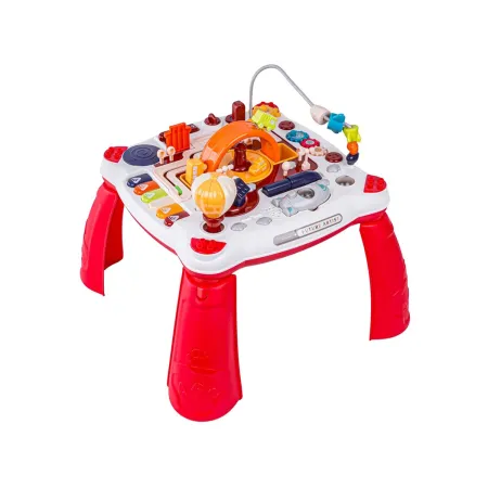 Edukacyjny Interaktywny Stolik Dla Dzieci 2w1 POJAZDY Pianinko Rakieta Akcesoria Czerwony-1897868