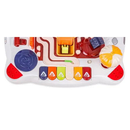 Edukacyjny Interaktywny Stolik Dla Dzieci 2w1 POJAZDY Pianinko Rakieta Akcesoria Czerwony-1897874