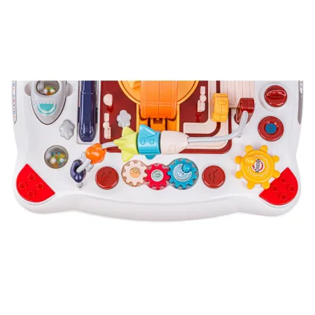 Edukacyjny Interaktywny Stolik Dla Dzieci 2w1 POJAZDY Pianinko Rakieta Akcesoria Czerwony-1897876
