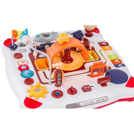 Edukacyjny Interaktywny Stolik Dla Dzieci 2w1 POJAZDY Pianinko Rakieta Akcesoria Czerwony-1897878