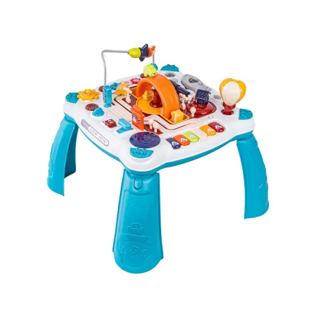 Edukacyjny Interaktywny Stolik Dla Dzieci 2w1 POJAZDY Pianinko Rakieta Akcesoria Niebieski-1897883