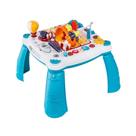 Edukacyjny Interaktywny Stolik Dla Dzieci 2w1 POJAZDY Pianinko Rakieta Akcesoria Niebieski-1897885