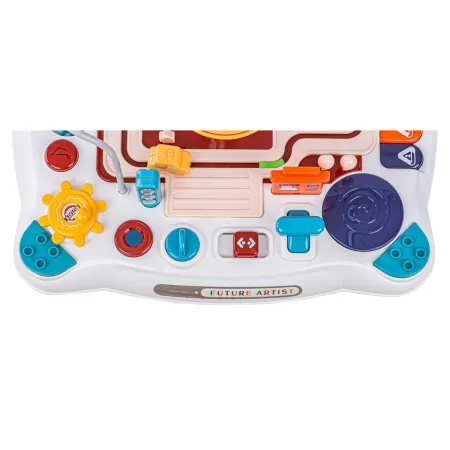 Edukacyjny Interaktywny Stolik Dla Dzieci 2w1 POJAZDY Pianinko Rakieta Akcesoria Niebieski-1897889