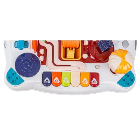 Edukacyjny Interaktywny Stolik Dla Dzieci 2w1 POJAZDY Pianinko Rakieta Akcesoria Niebieski-1897890