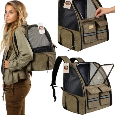 Furrever Friends Cattic Khaki - plecak transporter dla kota i psa-1904072