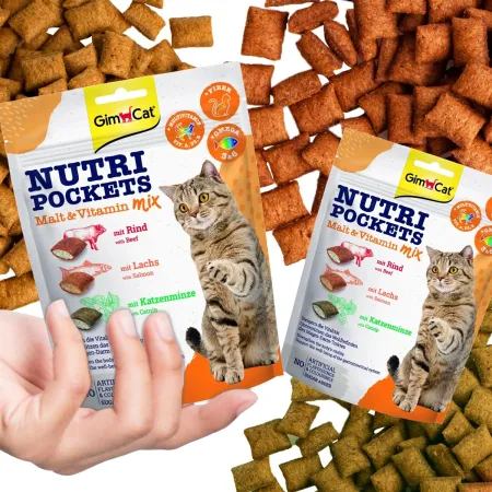 GimCat Nutri Pockets Malt MIX - kocie przysmaki na kłaczki i stawy 150g-1906145