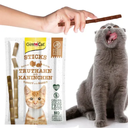 GimCat Sticks 95% Meat - kiełbaski indyk i królik 4 sztuki-1906221