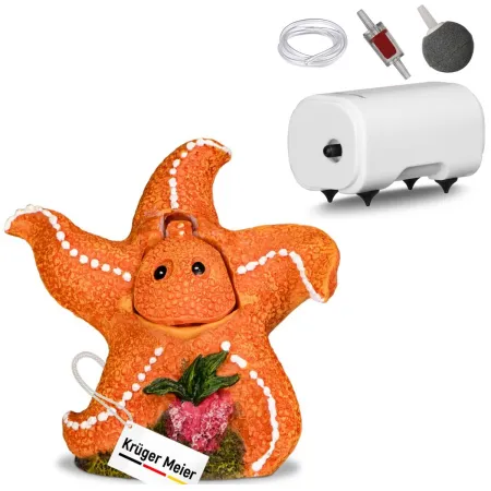 Kruger Meier Happy Starfish Set – Ozdoba z napowietrzaczem do akwarium-1910790