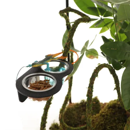 Terrario Gecko Bar Duo Black- miska wisząca podwójna-1922719