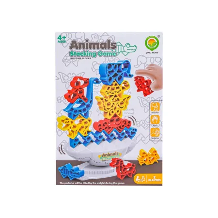 Zręcznościowa Gra Rodzinna, Balansująca Wieża Klocki Zwierzątka Kolorowa Układanka-1926895