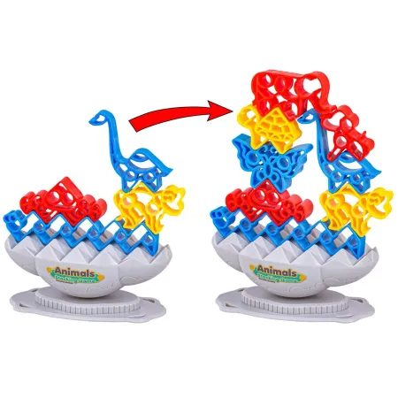 Zręcznościowa Gra Rodzinna, Balansująca Wieża Klocki Zwierzątka Kolorowa Układanka-1926905