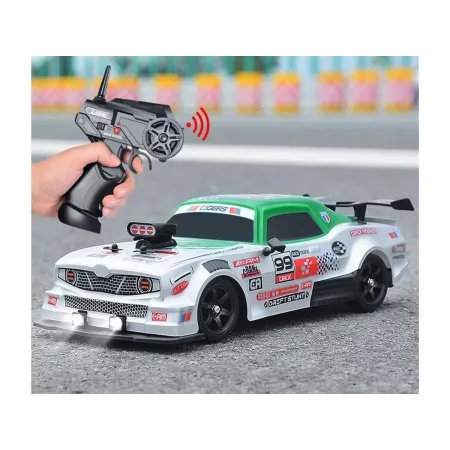 DUŻY Samochód Do Driftu Auto RC Drift 1:16 2,4 GHz PARA DYM Srebrny Dodge 4WD LED-1928095