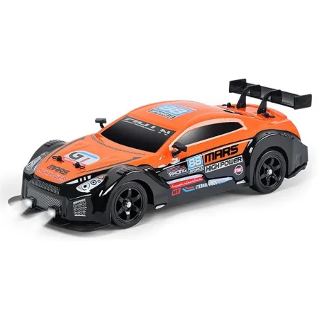 DUŻY Samochód Do Driftu Auto RC Drift 1:16 2,4 GHz PARA DYM 4WD Pomarańczowy Nissan GTR LED-1928102