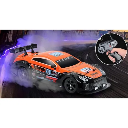 DUŻY Samochód Do Driftu Auto RC Drift 1:16 2,4 GHz PARA DYM 4WD Pomarańczowy Nissan GTR LED-1928103