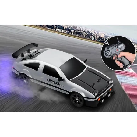 DUŻY Samochód Do Driftu Auto RC Drift 1:16 2,4 GHz PARA DYM Biała Toyota 4WD LED-1928115