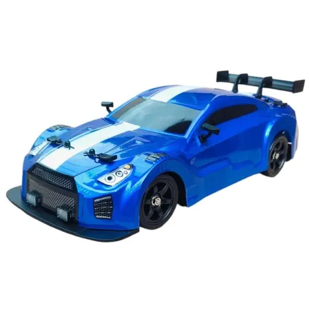 DUŻY Samochód Do Driftu Auto RC Drift 1:16 2,4 GHz PARA DYM 4WD Niebieski Nissan GTR LED-1928120