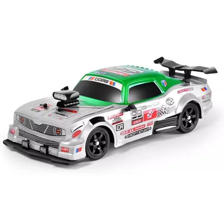 DUŻY Samochód Do Driftu Auto RC Drift 1:16 2,4 GHz PARA DYM Srebrny Dodge 4WD LED-1928326