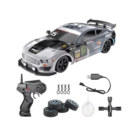 DUŻY Samochód Do Driftu Auto RC Drift 1:16 2,4 GHz PARA DYM Grafitowy Mustang 4WD LED-1928336