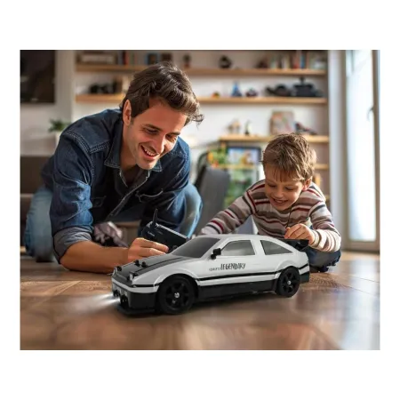 DUŻY Samochód Do Driftu Auto RC Drift 1:16 2,4 GHz PARA DYM Biała Toyota 4WD LED-1928349