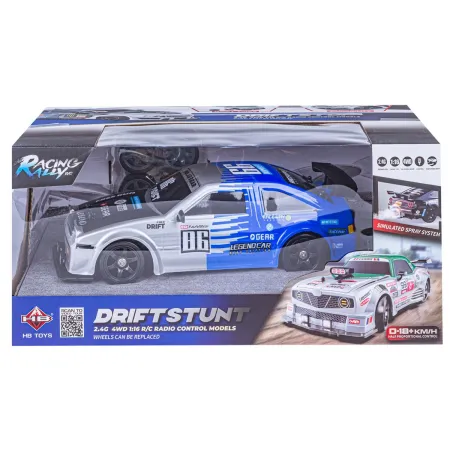 DUŻY Samochód Do Driftu Auto RC Drift 1:16 2,4 GHz PARA DYM Srebrna Toyota 4WD LED-1928595
