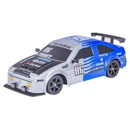 DUŻY Samochód Do Driftu Auto RC Drift 1:16 2,4 GHz PARA DYM Srebrna Toyota 4WD LED-1928596