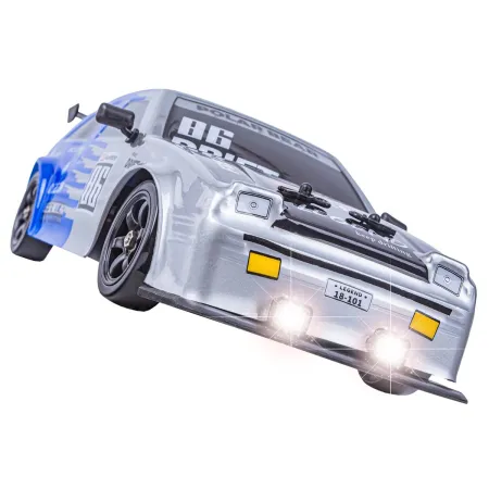 DUŻY Samochód Do Driftu Auto RC Drift 1:16 2,4 GHz PARA DYM Srebrna Toyota 4WD LED-1928599