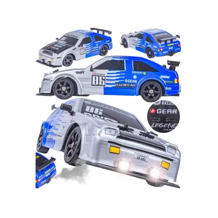 DUŻY Samochód Do Driftu Auto RC Drift 1:16 2,4 GHz PARA DYM Srebrna Toyota 4WD LED-1928602