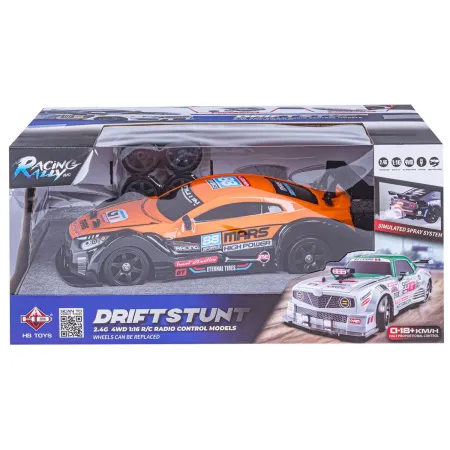 DUŻY Samochód Do Driftu Auto RC Drift 1:16 2,4 GHz PARA DYM 4WD Pomarańczowy Nissan GTR LED-1928612