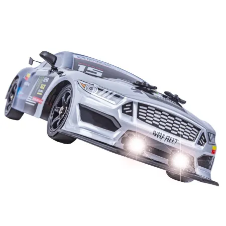 DUŻY Samochód Do Driftu Auto RC Drift 1:16 2,4 GHz PARA DYM Grafitowy Mustang 4WD LED-1928633