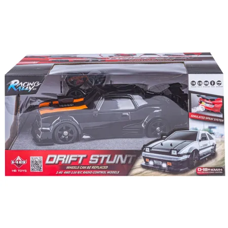 DUŻY Samochód Do Driftu Auto RC Drift 1:16 2,4 GHz PARA DYM Czarny Dodge 4WD LED-1928646