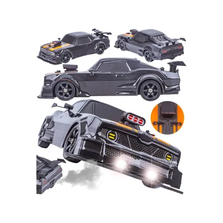 DUŻY Samochód Do Driftu Auto RC Drift 1:16 2,4 GHz PARA DYM Czarny Dodge 4WD LED-1928653