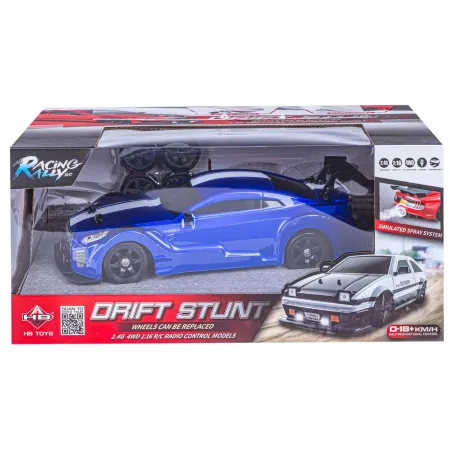 DUŻY Samochód Do Driftu Auto RC Drift 1:16 2,4 GHz PARA DYM 4WD Niebieski Nissan GTR LED-1928680