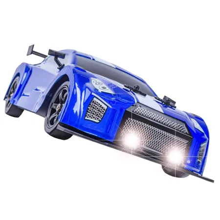 DUŻY Samochód Do Driftu Auto RC Drift 1:16 2,4 GHz PARA DYM 4WD Niebieski Nissan GTR LED-1928684