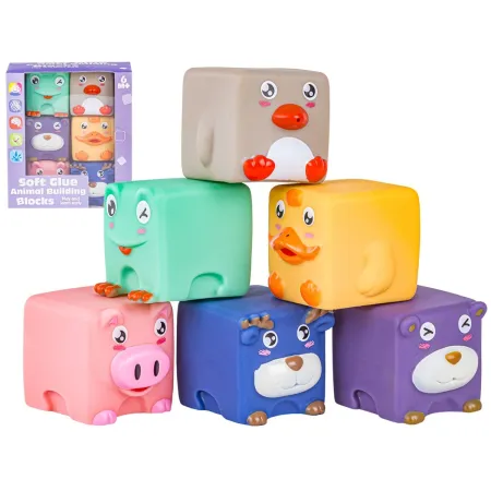 Duże Klocki Sensoryczne Zwierzęta 6 sztuk Miękkie Edukacyjny zestaw klocków dla malucha Przecena 1-1929112