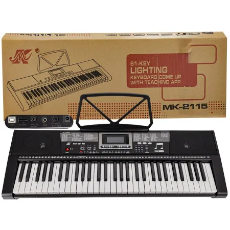 Keyboard MK-2115 Organy, 61 Klawiszy, Zasilacz, Podświetlane Klawisze Przecena 2-1943353