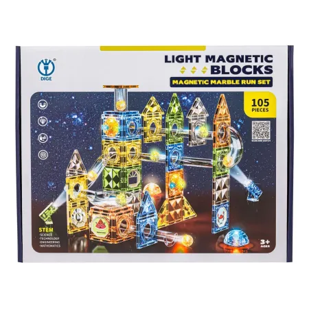 Klocki Magnetyczne Konstrukcyjne TOR KULKOWY Świecące Elementy 105 El. Kulodrom Przecena-1946212