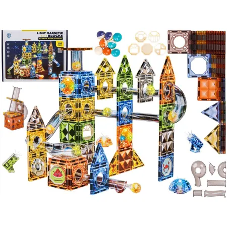 Klocki Magnetyczne Konstrukcyjne TOR KULKOWY Świecące Elementy 105 El. Kulodrom Przecena-1946213