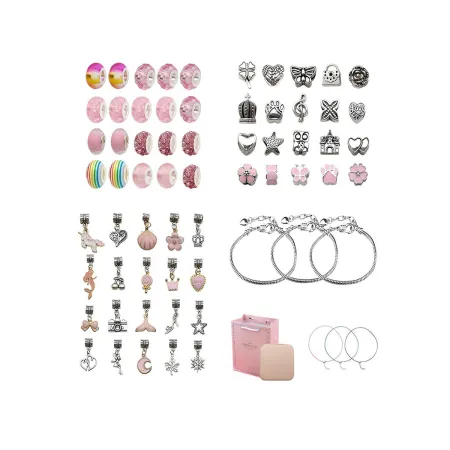 Zestaw Do Tworzenia Robienia Biżuterii, Bransoletek, Charmsy, Zawieszki, Koraliki ODCIENIE RÓŻU + Etui Przecena 1-194