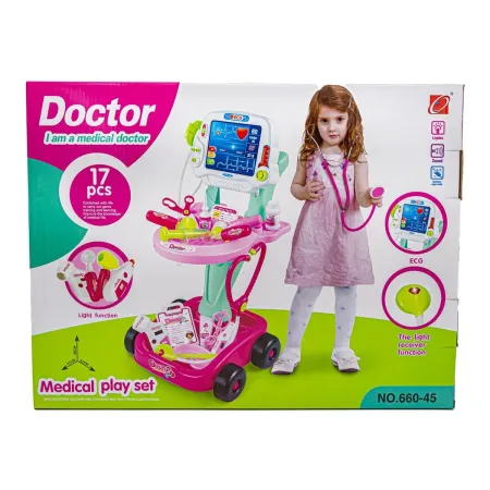 Wózek Lekarski Dla Dziewczynki Z Akcesoriami, Zestaw Doktora Różowy Przecena 3-1946259