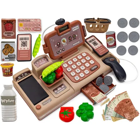 Edukacyjna sklepowa kasa fiskalna - mikrofon, waga, koszyk, akcesoria Przecena 4