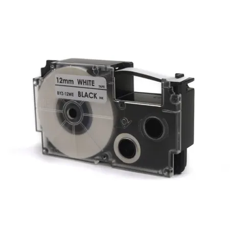 Taśma JetWorld Zamiennik Casio Czarny na Białym 12mm x 8m (PT-12WE1, PT12WE1, XR-12WE1, XR12WE1)