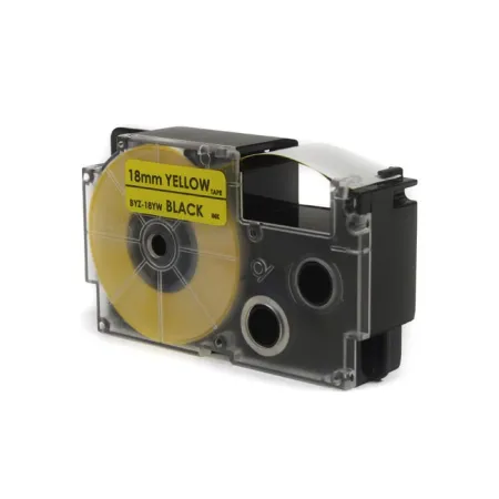 Taśma JetWorld Zamiennik Casio Czarny na Żółtym 18mm x 8m (PT-18YW1, PT18YW1, , XR18YW1)