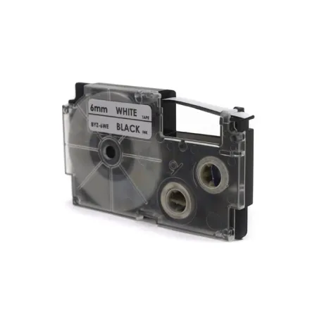 Taśma JetWorld Zamiennik Casio Czarny na Białym 6mm x 8m (PT-6WE1, PT6WE1, XR-6WE1, XR6WE1)