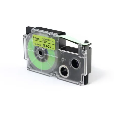 Taśma JetWorld Zamiennik Casio Czarny na Fluorescencyjnym Zielonym 9mm x 5,5m (XR-9FGN, XR9FGN)