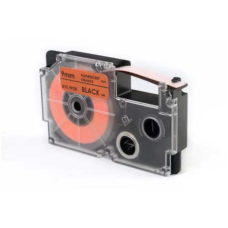 Taśma JetWorld Zamiennik Casio Czarny na Fluorescencyjnym Pomarańczowym 9mm x 5,5m (XR-9FOE, XR9FOE)