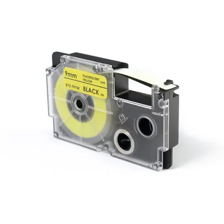 Taśma JetWorld Zamiennik Casio Czarny na Fluorescencyjnym Żółtym 9mm x 5,5m (XR-9FYW, XR9FYW)