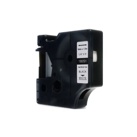 Taśma JetWorld Zamiennik Dymo Rhino Czarny na Białym (18051) rurka termokurczliwa 6mm x 1.5m