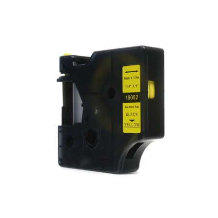 Taśma JetWorld Zamiennik Dymo Rhino Czarny na Żółtym (18052) rurka termokurczliwa 6mm x 1.5m